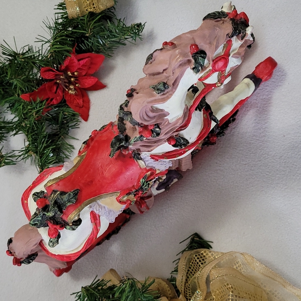 Lot of 3 Rocking Horses Vintage Christmas Handpainted Wooden Polystone 1980s - Picture 12 of 15